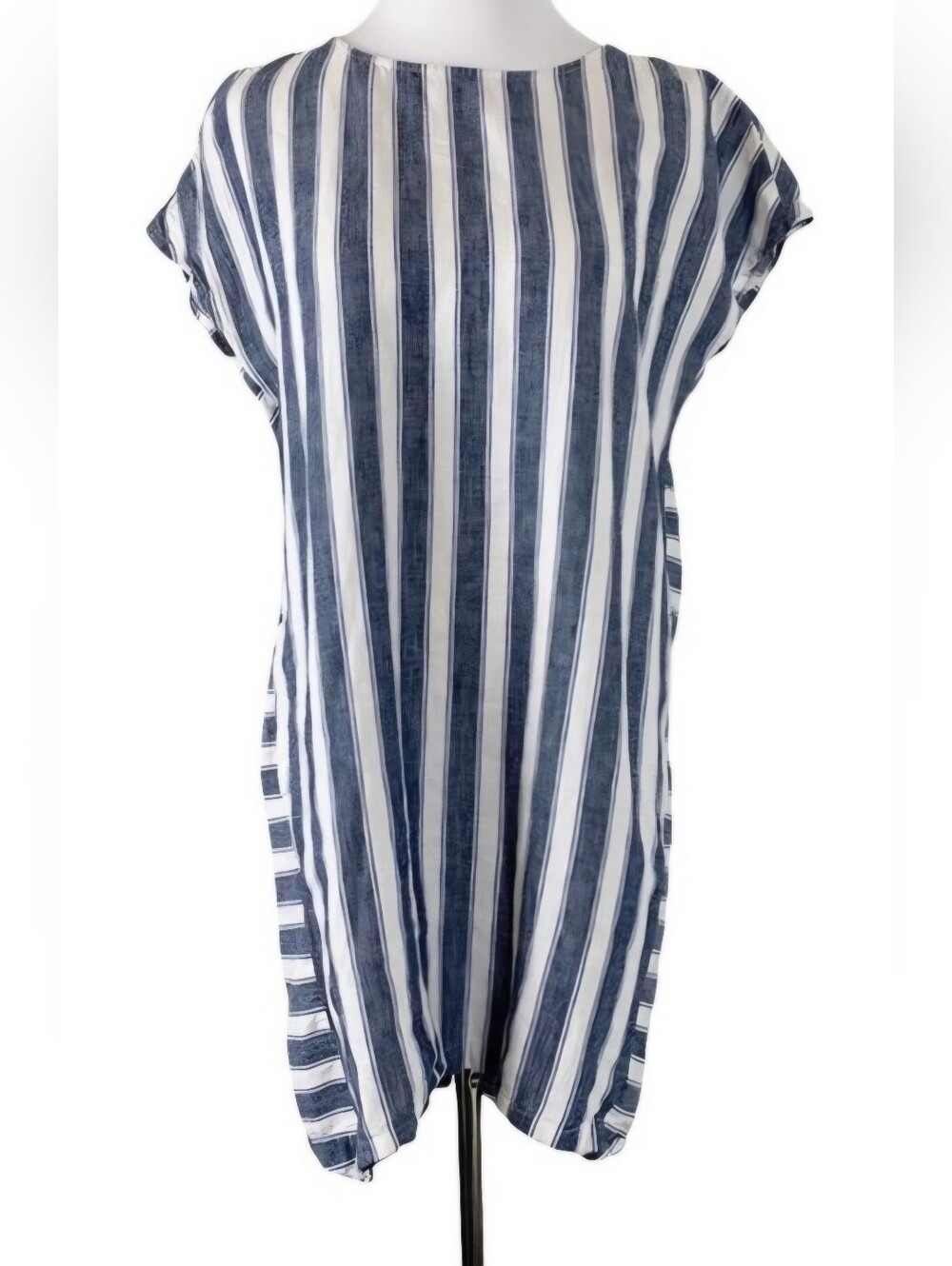 Madewell Navy and White Vertical Stripe Relaxed Dress